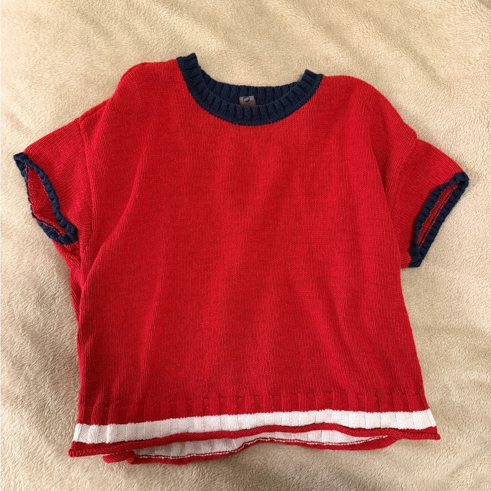 Red and Navy Knit LOFT shirt